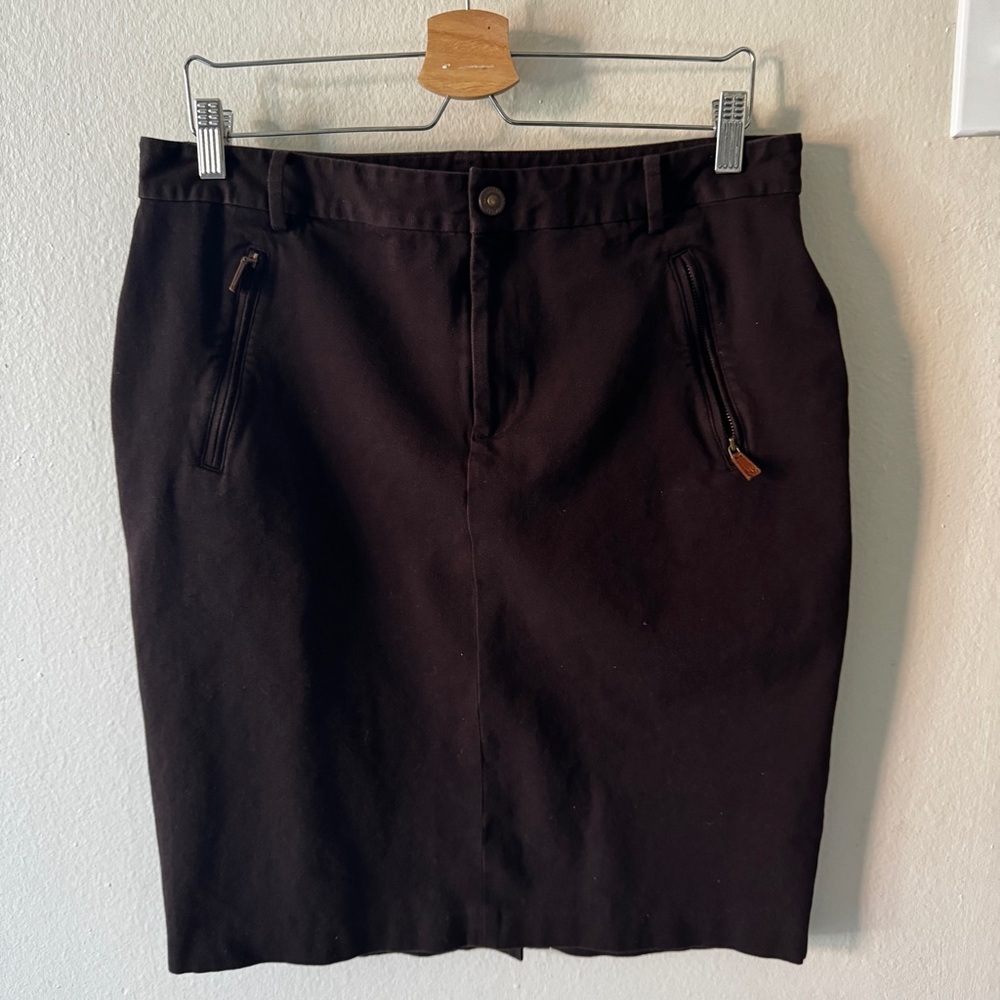 Lauren Ralph Lauren Chocolate Brown Stretch Straight Pencil Skirt size 14